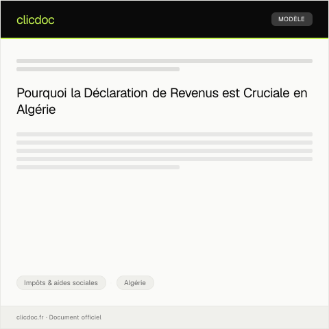 Aperçu du document Déclaration de revenus pour la campagne fiscale annuelle — Impôts & aides sociales, Algérie