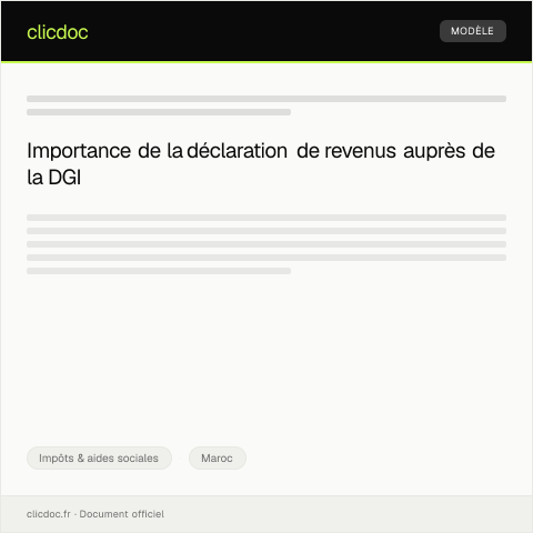 Aperçu du document Déclaration de revenus auprès de la Direction Générale des Impôts — Impôts & aides sociales, Maroc