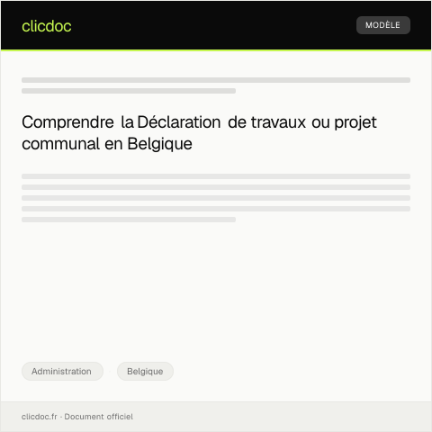 Aperçu du document Déclaration de travaux ou projet communal — Administration, Belgique