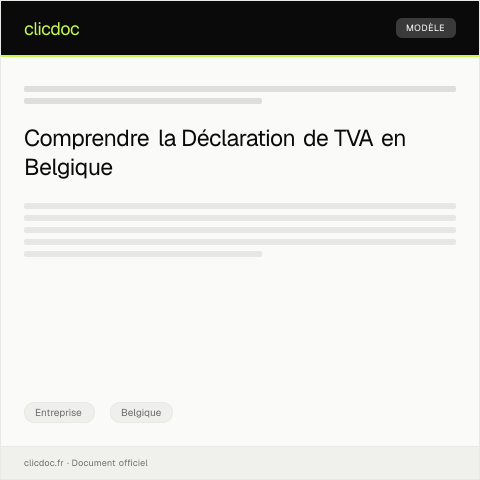 Aperçu du document Déclaration de TVA trimestrielle ou annuelle — Entreprise, Belgique