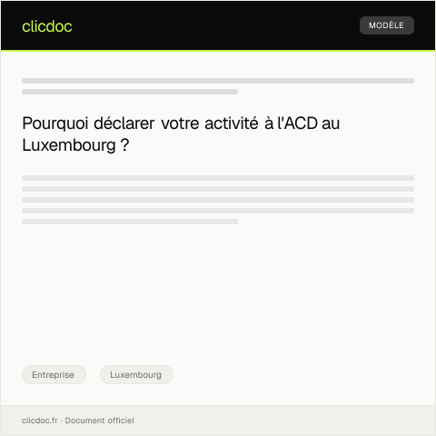 Aperçu du document Déclaration de début d’activité à l’Administration des Contributions Directes — Entreprise, Luxembourg