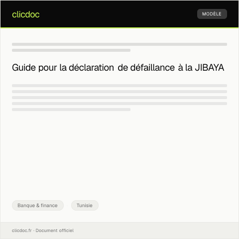 Aperçu du document Déclaration de défaillance ou de non-remboursement — Banque & finance, Tunisie