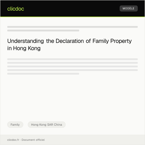 Document preview: Declaration of Family Property 家庭財產聲明 — Family, Hong Kong SAR China