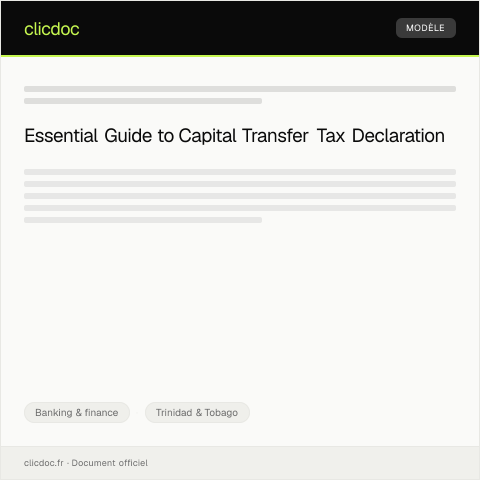 Document preview: Declaration for Capital Transfer Tax — Banking & finance, Trinidad & Tobago