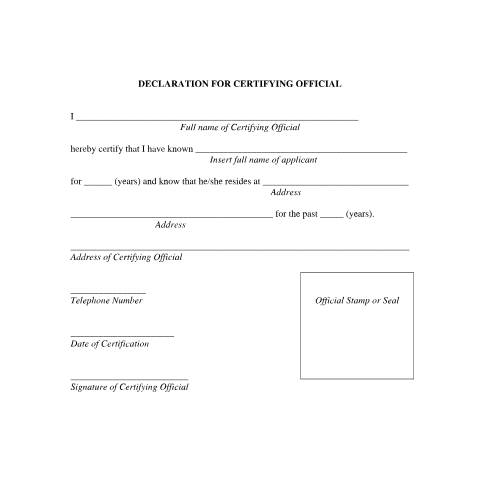 Document preview: Declaration for Certifying Official — Form, Jamaica (CERFA n°declaration_for_certifying_official)