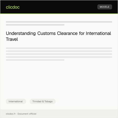 Document preview: Declaration of International Travel for Customs Clearance — International, Trinidad & Tobago