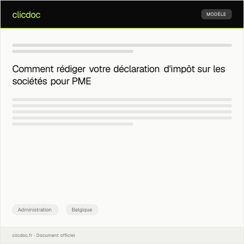 Aperçu du document Déclaration d'impôt sur les sociétés (ISOC) pour une PME — Administration, Belgique