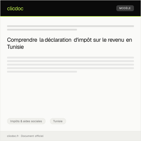 Aperçu du document Déclaration d’impôt sur le revenu — Impôts & aides sociales, Tunisie