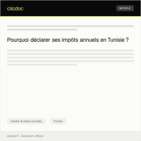Aperçu du document Déclaration d’impôts annuelle via la plateforme électronique de l’administration fiscale — Impôts & aides sociales, Tunisie