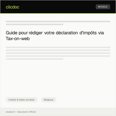 Aperçu du document Déclaration d’impôts via Tax-on-web pour l’année fiscale en cours — Impôts & aides sociales, Belgique