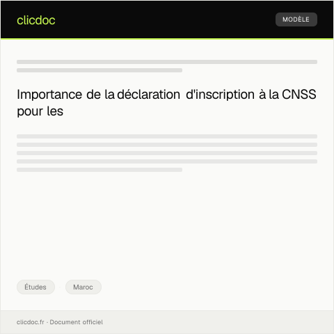 Aperçu du document Déclaration d'inscription dans un établissement supérieur — Études, Maroc