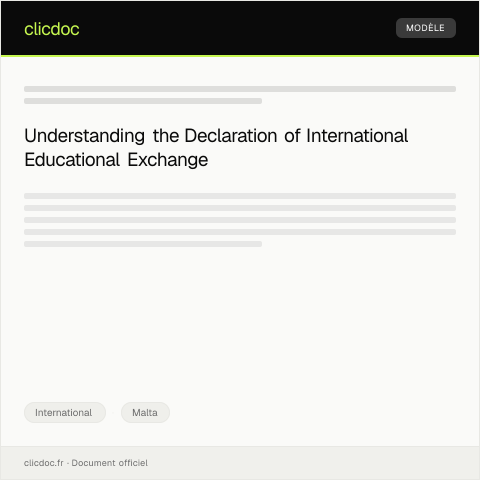 Document preview: Declaration of International Educational Exchange / Dikjarazzjoni ta' Qsim Edukattiv Internazzjonali — International, Malta