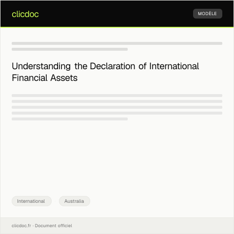 Document preview: Declaration of International Financial Assets — International, Australia
