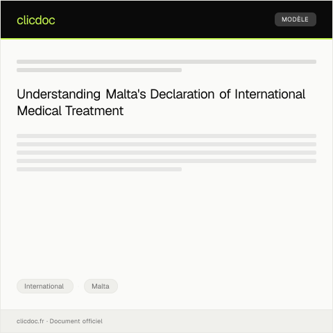 Document preview: Declaration of International Medical Treatment / Dikjarazzjoni ta' Trattament Mediku Internazzjonali — International, Malta