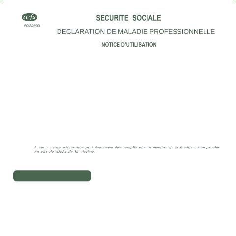 Aperçu du document Déclaration de maladie professionnelle ou demande de reconnaissance de maladie professionnelle — Particuliers, France (CERFA n°16130*01)