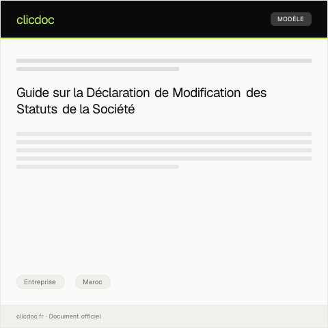 Aperçu du document Déclaration de modification des statuts de la société — Entreprise, Maroc
