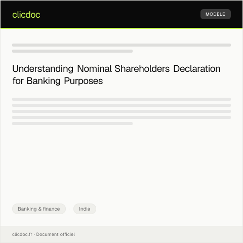 Document preview: Declaration of Nominal Shareholders for Banking Purposes — Banking & finance, India