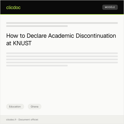Document preview: Declaration of Academic Discontinuation at Kwame Nkrumah University of Science and Technology — Education, Ghana