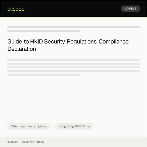 Document preview: Declaration of Compliance with HKID Security Regulations (符合香港身份證安全規定聲明) — Other common templates, Hong Kong SAR China