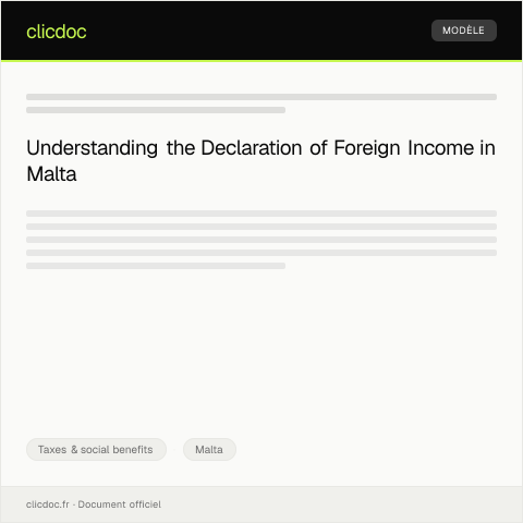 Document preview: Declaration of Foreign Income — Taxes & social benefits, Malta
