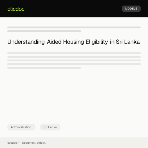 Document preview: Declaration of Income for Aided Housing Eligibility — Administration, Sri Lanka