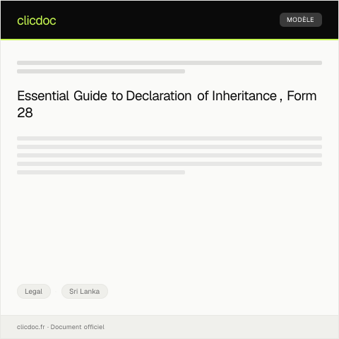 Document preview: Declaration of Inheritance – Form 28 — Legal, Sri Lanka