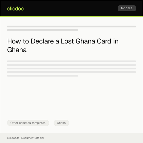 Document preview: Declaration of Lost Ghana Card and Request for Replacement — Other common templates, Ghana