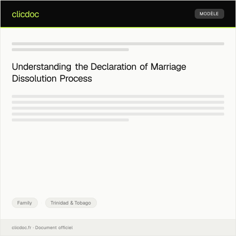 Document preview: Declaration of Marriage Dissolution to the Registrar General — Family, Trinidad & Tobago