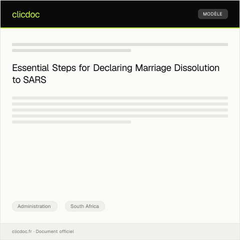 Document preview: Declaration of Marriage Dissolution with Local Marriage Registry — Administration, South Africa