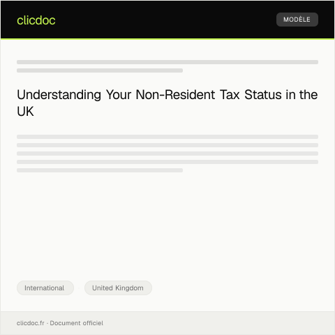 Document preview: Declaration of Non-Resident Tax Status — International, United Kingdom