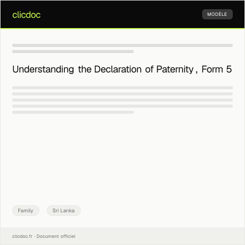 Document preview: Declaration of Paternity – Form 5 — Family, Sri Lanka