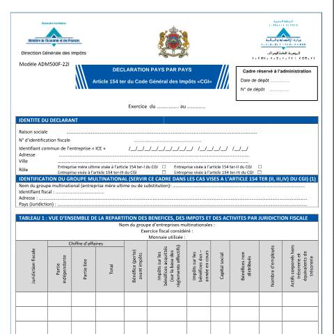 Aperçu du document DECLARATION PAYS PAR PAYS — Impôt sur les sociétés, Maroc (CERFA n°ADM0500F-22I)