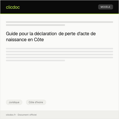 Aperçu du document Déclaration de perte de acte de naissance — Juridique, Côte d'Ivoire