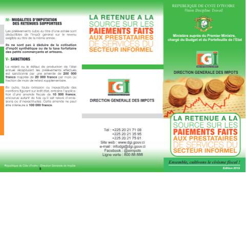 Aperçu du document depliant RETENUE A LA SOURCE — Dépliant, Côte d'Ivoire