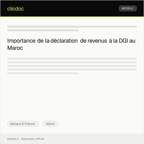 Aperçu du document Déclaration de revenus annuelle à la Direction Générale des Impôts — Banque & finance, Maroc