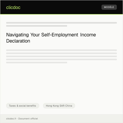 Document preview: Declaration of Self-Employment Income / 自僱收入申報 — Taxes & social benefits, Hong Kong SAR China
