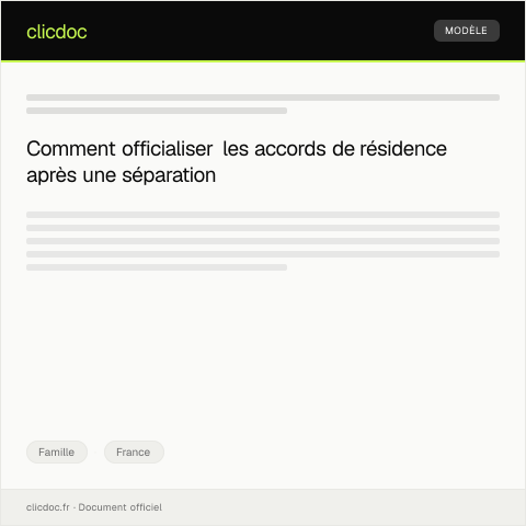 Aperçu du document Déclaration de séparation et demande d'accord sur la résidence des enfants — Famille, France