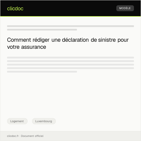 Aperçu du document Formulaire de déclaration de sinistre pour assurance habitation — Logement, Luxembourg