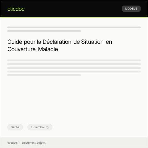 Aperçu du document Déclaration de Situation pour la Couverture Maladie — Santé, Luxembourg