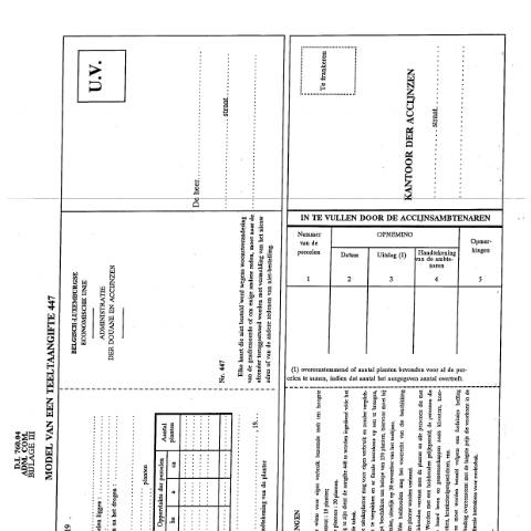 Aperçu du document Model van teeltaangifte 447 — Tabaksfabrikaten, Belgique (CERFA n°ACC_FORM_Teeltaangifte-447-17-03-2017)