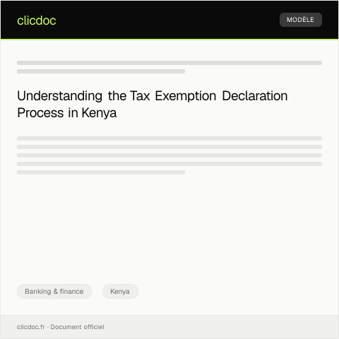 Document preview: Declaration for Tax Exemption Status (Form BK-EXEM044) — Banking & finance, Kenya