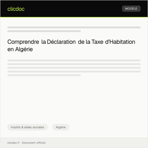 Aperçu du document Déclaration de la Taxe d'Habitation (Formulaire TH-06) — Impôts & aides sociales, Algérie