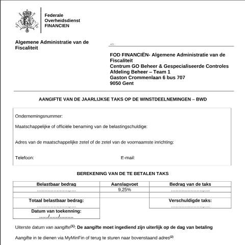Aperçu du document papieren versie (PDF, 178.69 KB) — Hoe moet ik deze aangifte indienen?, Belgique (CERFA n°124-belasting-winstdeelnemingen)