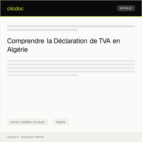 Aperçu du document Formulaire de déclaration de TVA — Autres modèles courants, Algérie
