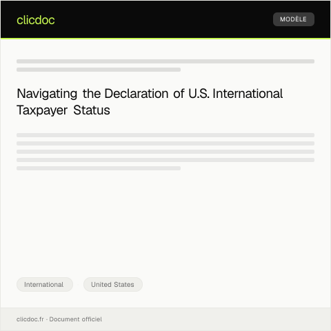 Document preview: Declaration of U.S. International Taxpayer Status — International, United States