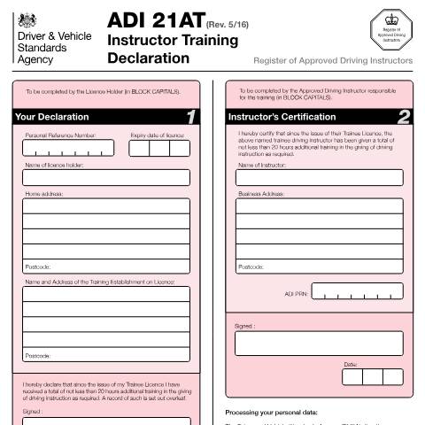 Document preview: Declare you've taken extra training after getting a trainee driving instructor licence — Driver and Vehicle Standards Agency, United Kingdom