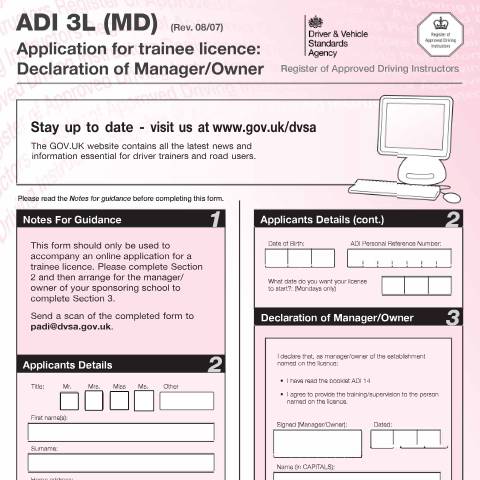 Document preview: Declare you'll provide training or supervision to a trainee driving instructor — Driver and Vehicle Standards Agency, United Kingdom