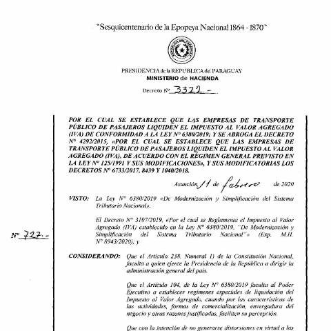 Vista previa del documento Decreto N° 3322-20 — Iva, Paraguay