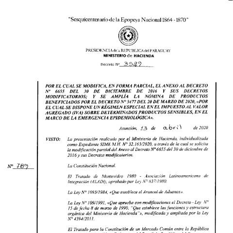Vista previa del documento Decreto N° 3529-2020 — Iva, Paraguay