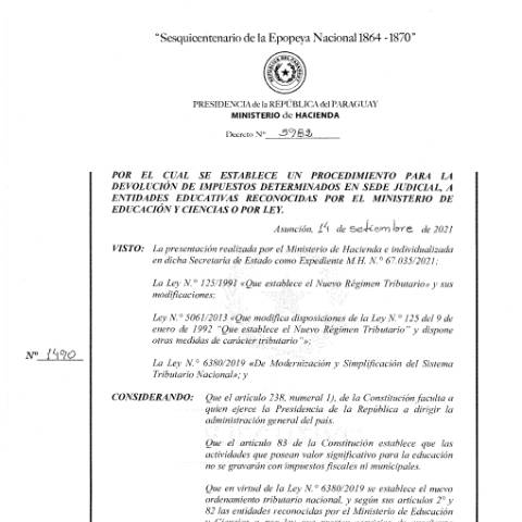 Vista previa del documento Decreto N° 5982-2021 — Iva, Paraguay